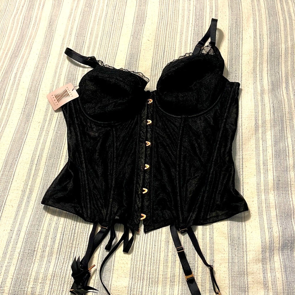 NWT black lace corset